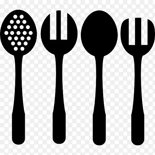 勺子和叉子厨房图标