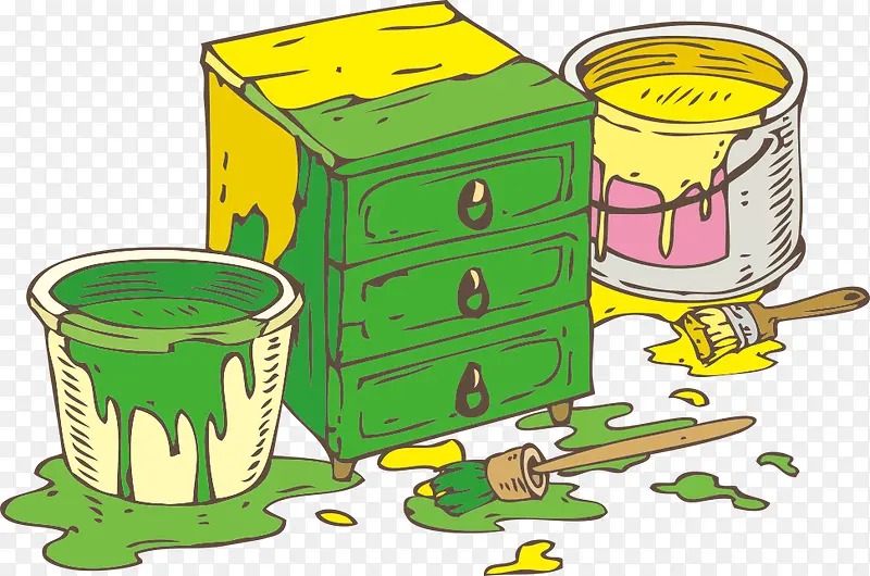 矢量绿色油漆家具