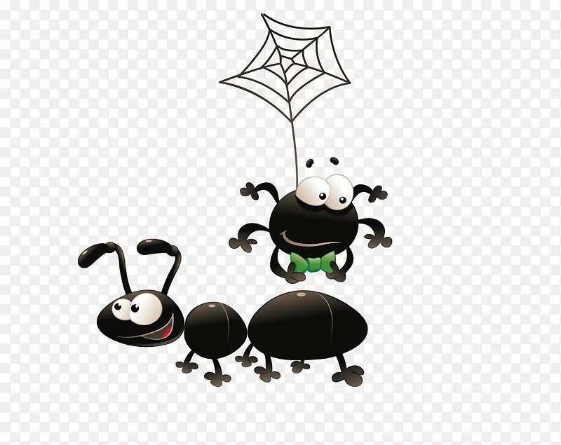 蚂蚁和黑蜘蛛卡通素材