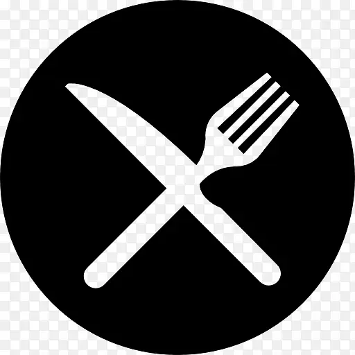 交叉的刀和叉在盘子里不吃图标