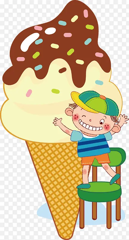 小男孩与冰淇淋矢量图