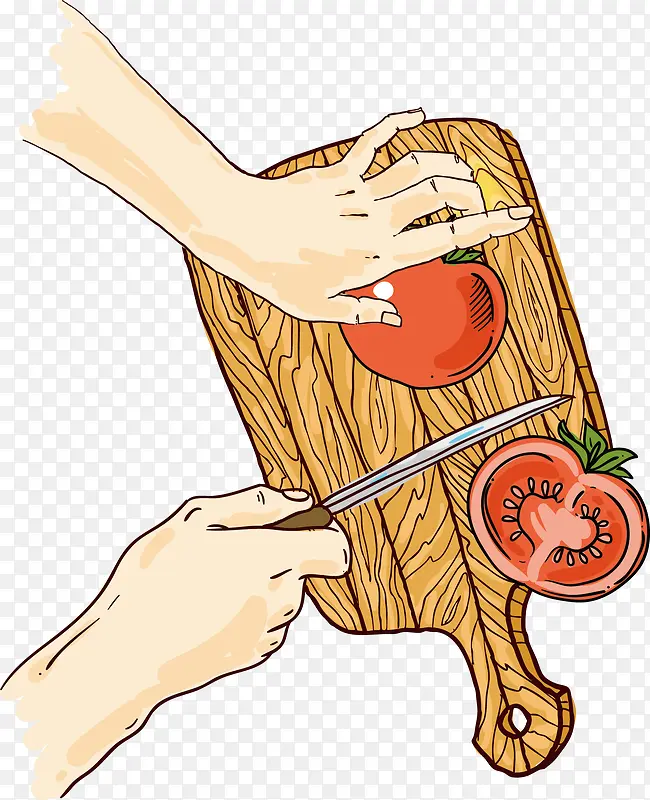 矢量手切西红柿
