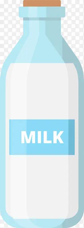 蓝色卡通营养牛奶