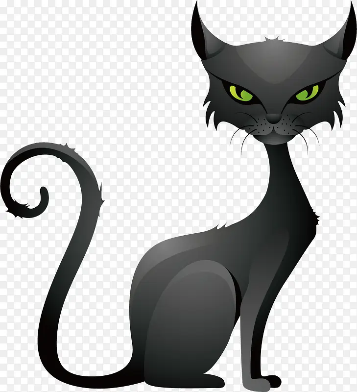 矢量创意设计万圣节黑色小猫图标