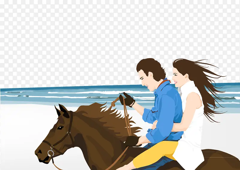 海边骑马的情侣