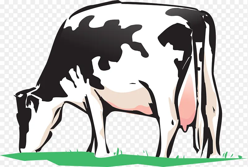 奶牛吃草免抠矢量素材