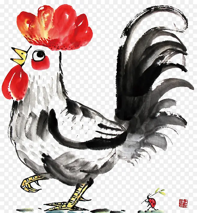 水墨画公鸡