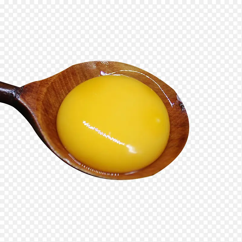 勺子里的土鸡蛋蛋黄