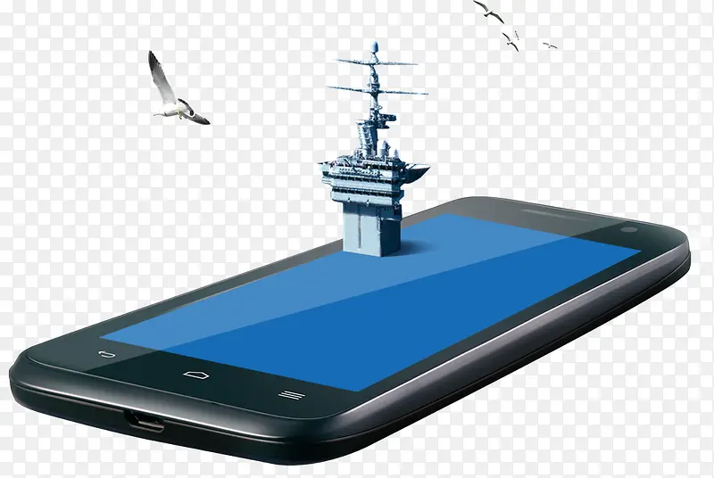 手机创意航母造型高清免抠素材