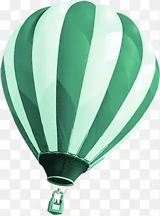 手绘绿色条纹热气球卡通