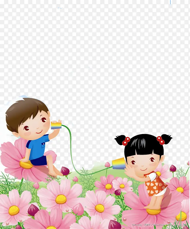 小男孩小女孩听筒传话PNG图片素材下载_图片编号8845018-PNG素材网