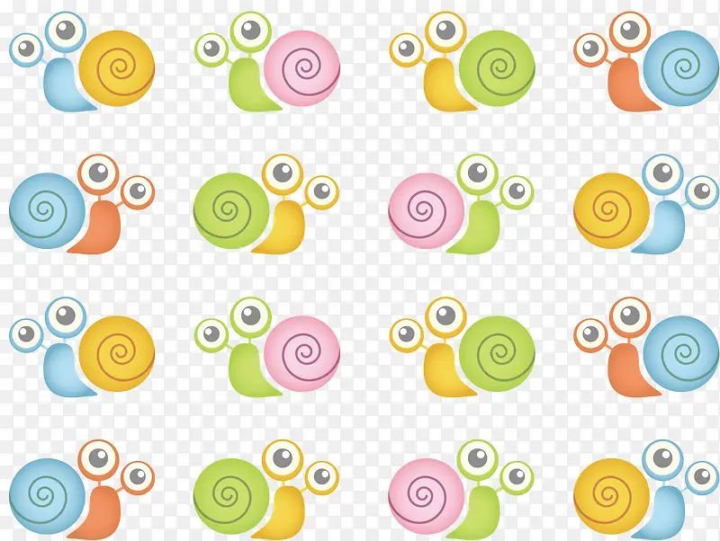彩色蜗牛矢量图