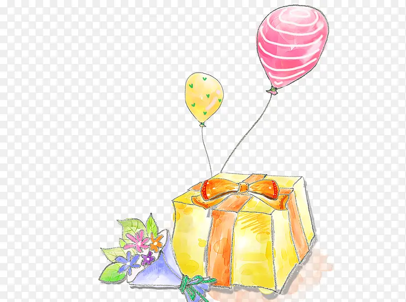 水彩礼盒气球