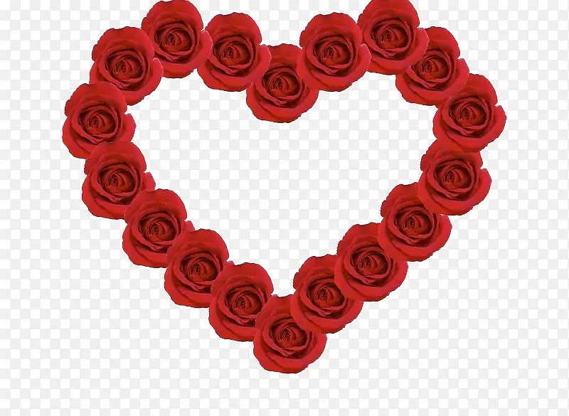 红色玫瑰花拼凑成爱心