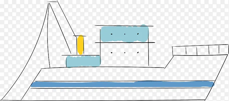 卡通手绘轮船矢量图