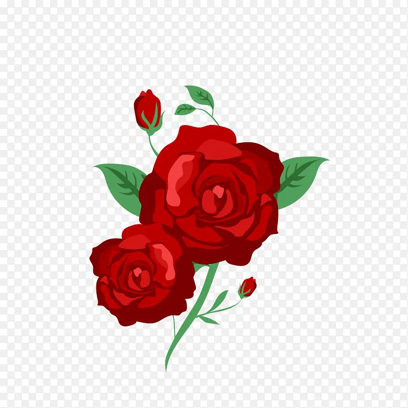 矢量手绘红色质感玫瑰