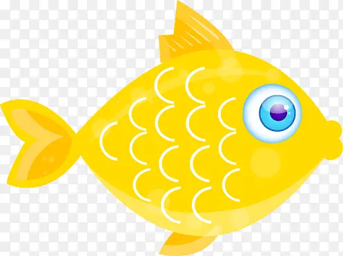 大眼睛黄色小鱼手绘图