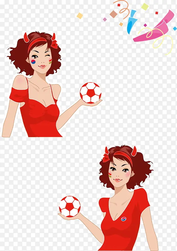 穿红裙的足球美女