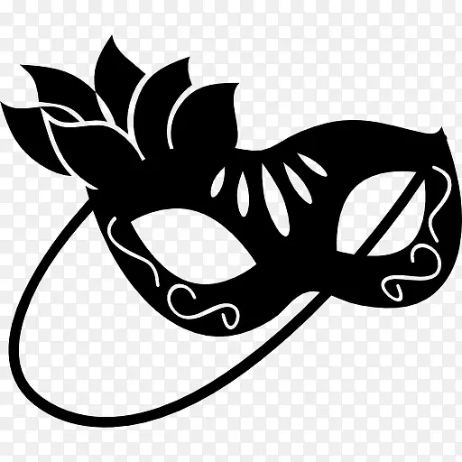 狂欢节面具与树叶的女人遮住她的眼睛图标