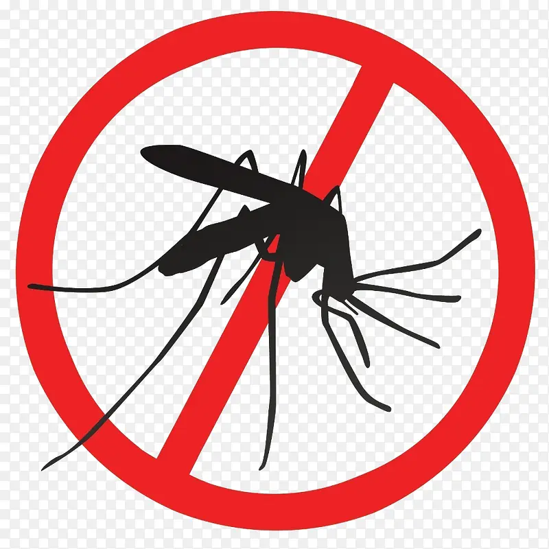 卡通简约红色禁止蚊子图标免抠