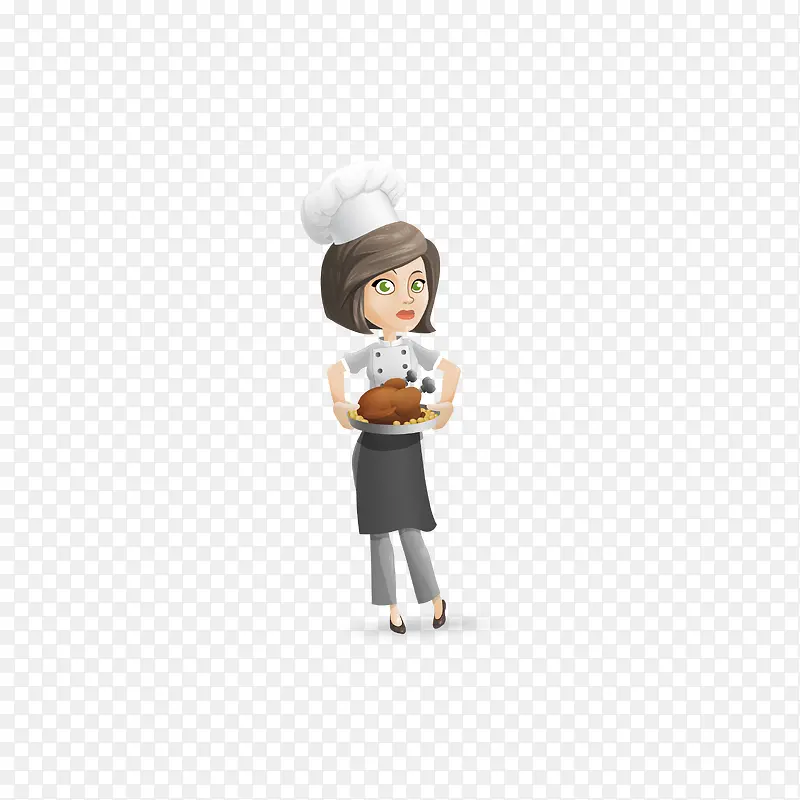 厨师 卡通人 女人 白色