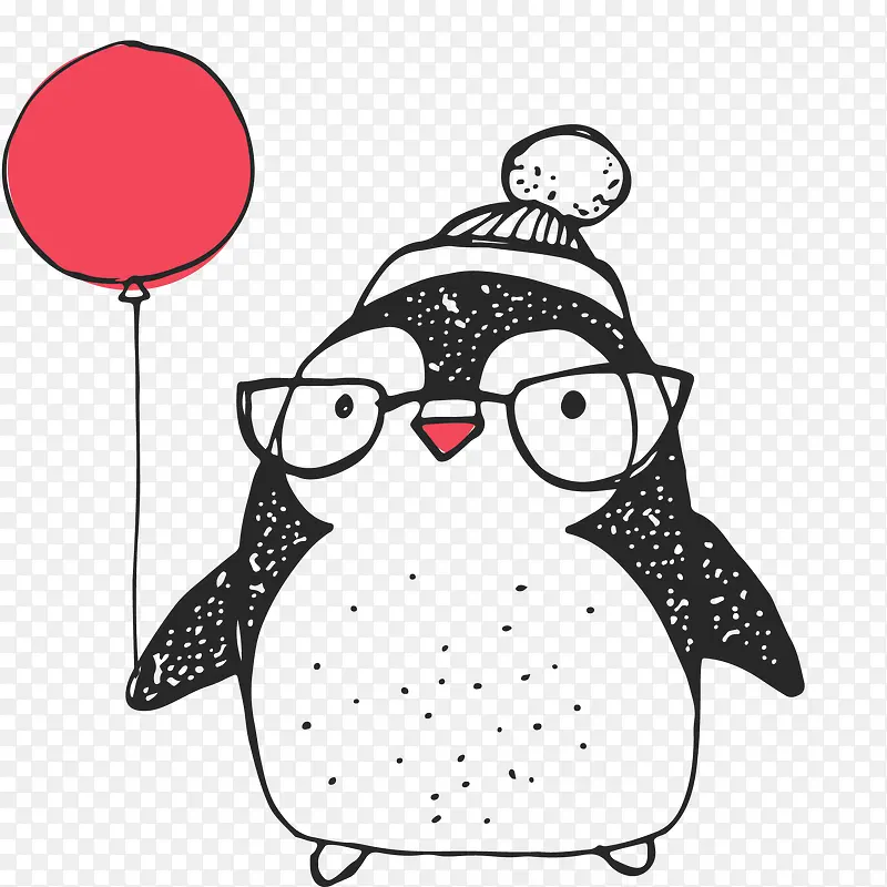 卡通可爱戴眼镜的企鹅设计