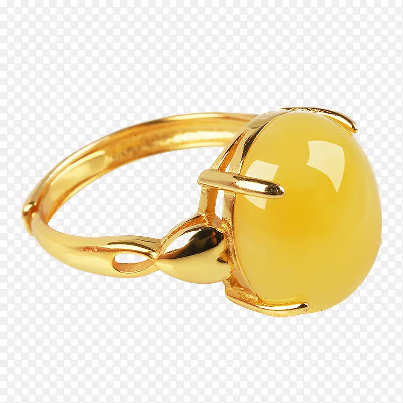 黄宝石琥珀戒指