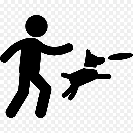 男子扔盘和狗跳去抓它图标