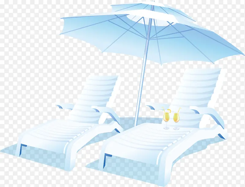 矢量遮阳伞和躺椅