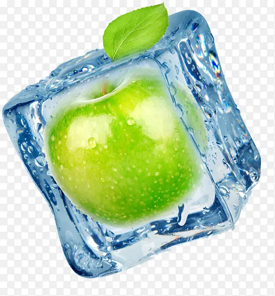 夏日冰块青色水果苹果