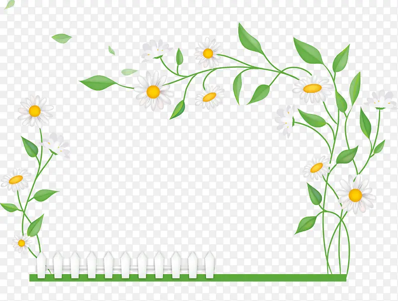 绿色菊花装饰矢量图