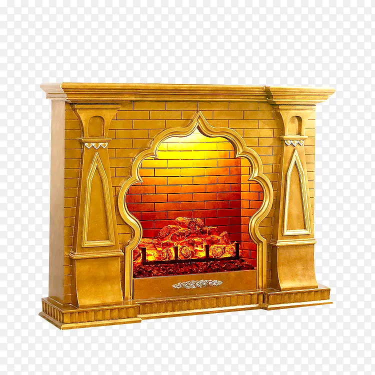 金色欧式家用壁炉素材