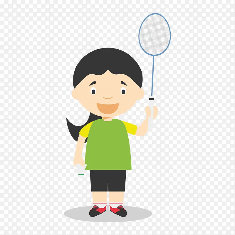 卡通羽毛球运动员少女