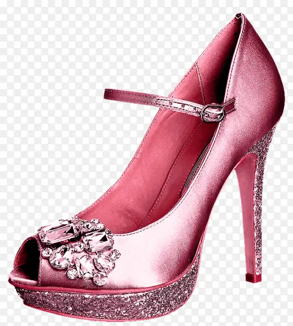 粉红露脚女士高跟鞋
