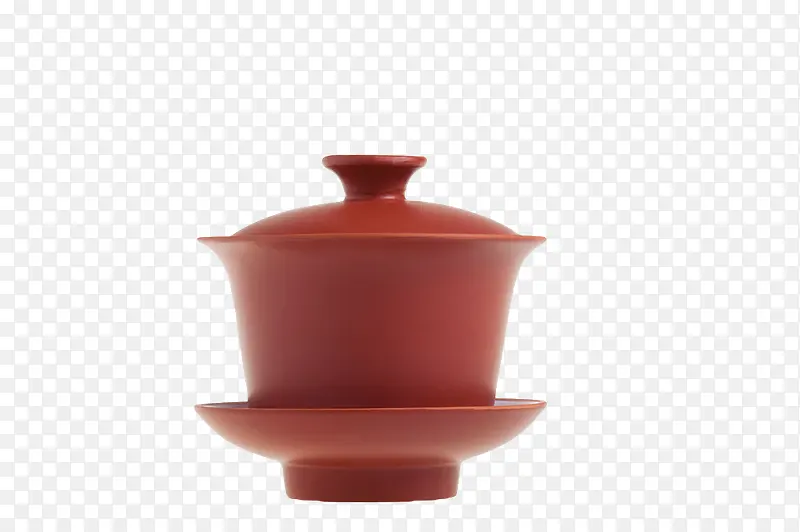 红色土陶烧制古风茶碗