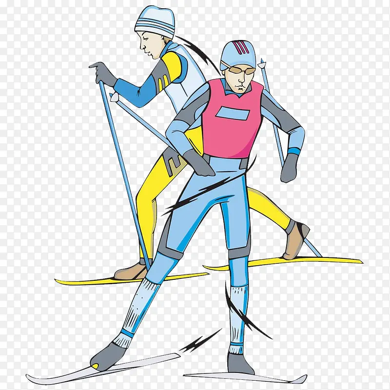 卡通滑雪运动员
