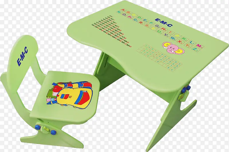 实物绿色学习桌儿童桌椅免抠