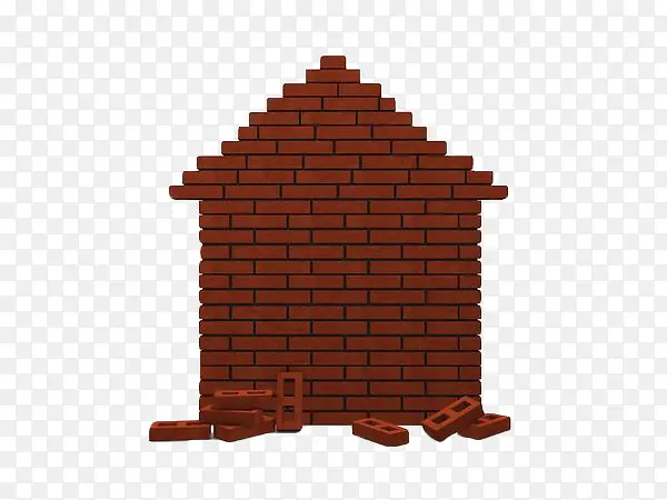 手绘棕色房屋围墙