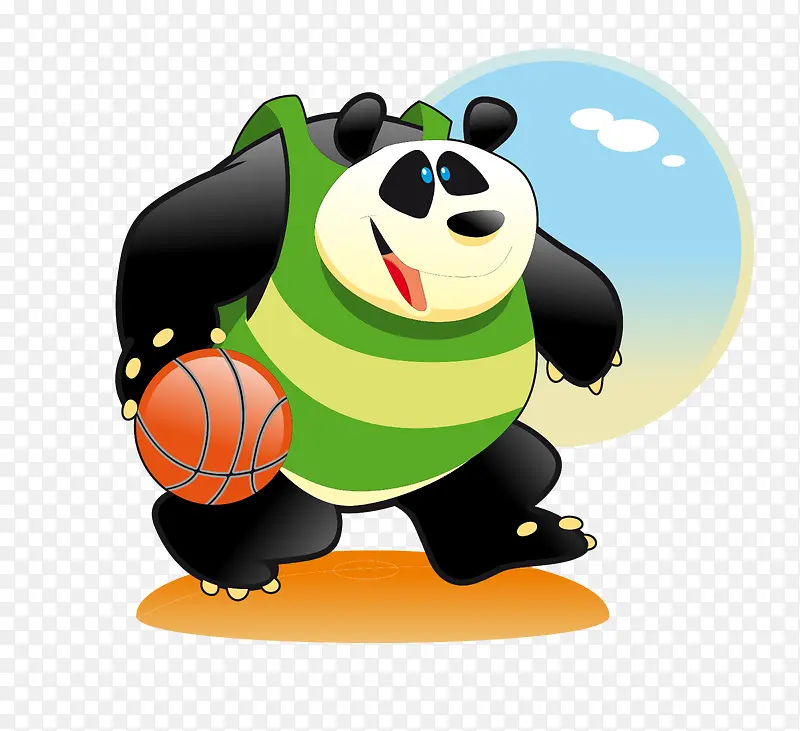 卡通熊猫体育矢量漫画