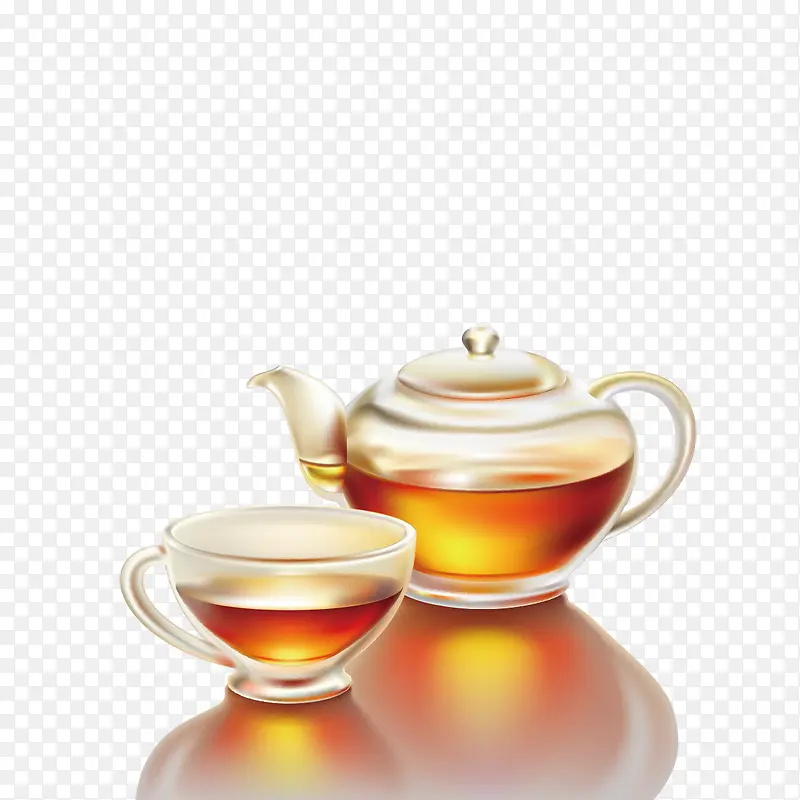 矢量茶壶和茶杯