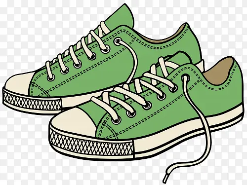 卡通手绘绿色运动鞋
