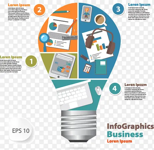 灯泡商务信息图矢量素材下载,