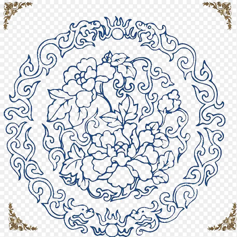 蓝色花纹装饰PNG图片素材下载_图片编号8890610-PNG素材网