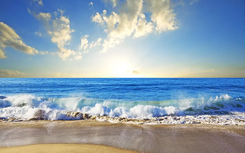 蓝天海水海浪沙滩