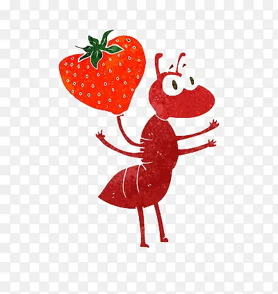 红色蚂蚁很快乐的运着草莓