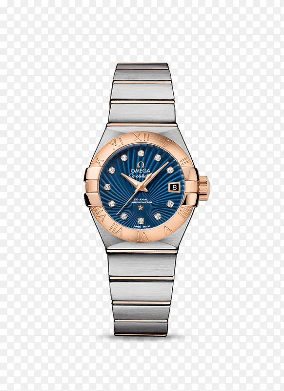 蓝色欧米茄女表腕表手表