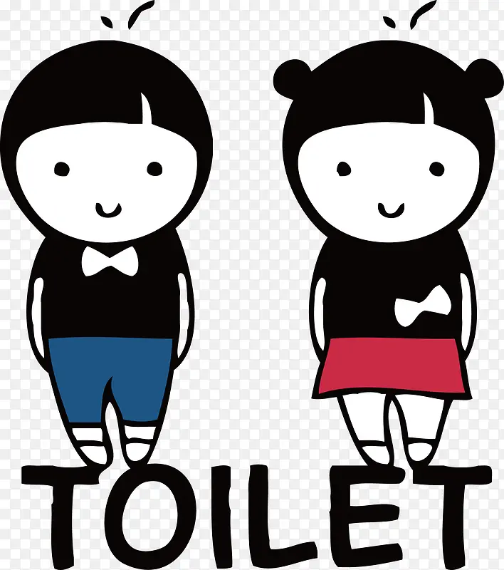 卡通可爱男女厕所标示