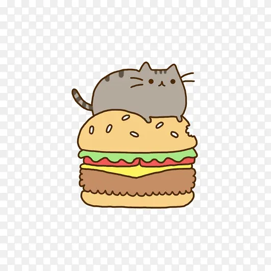 卡通汉堡猫