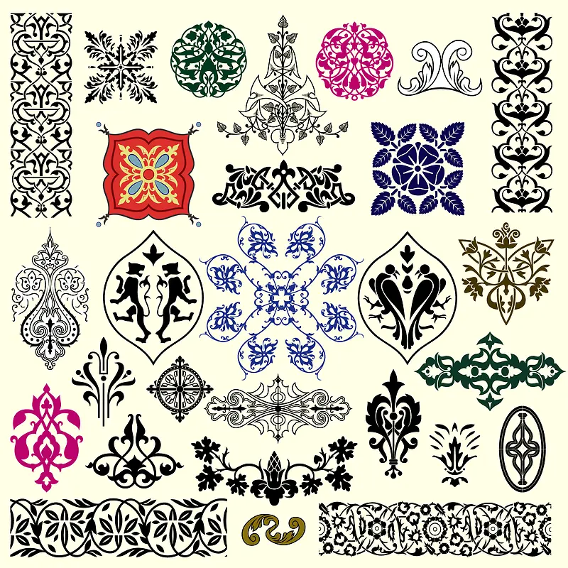 矢量古典花边图纹