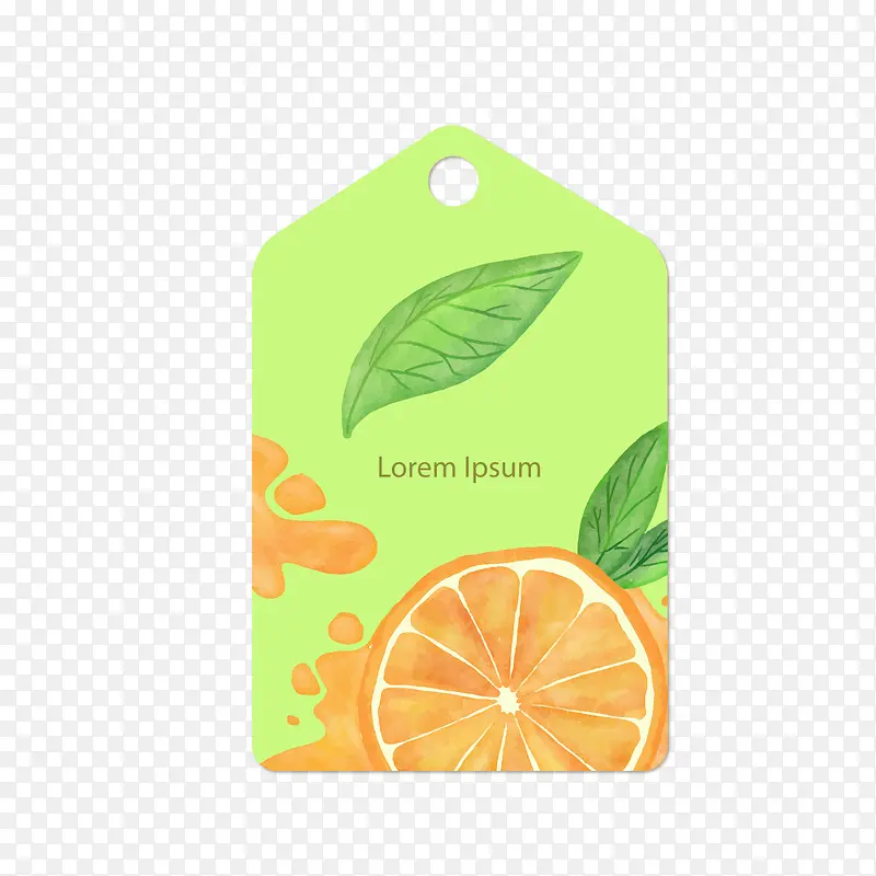 橙子水果绿色标签